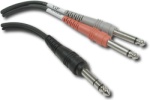 Hosa STP203 Insert Cable, 1/4 in TRS to Dual 1/4 in TS, 3 m