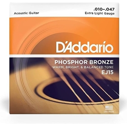 D'Addario EJ15 10-47 Extra Light, Phosphor Bronze Acoustic Guitar Strings