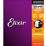 E11027 Elixir Acoustic Guitar Strings - Custom Light 11-52