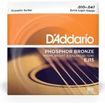 D'Addario EJ15 Phosphor Bronze Acoustic Guitar Strings, Extra Light, 10-47