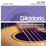 D'Addario EJ26 Phosphor Bronze Acoustic Guitar Strings, Custom Light, 11-52
