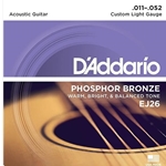 D'Addario EJ26 11-52 Custom Light, Phosphor Bronze Acoustic Guitar Strings