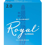 Rico Royal RR10CL2 Royal by D'Addario Bb Clarinet Reeds, Strength 2.0, 10-pack