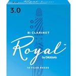 Rico Royal RR10CL3 Royal by D'Addario Bb Clarinet Reeds, Strength 3.0, 10-pack