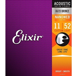 E11027 Elixir Acoustic Guitar Strings - Custom Light 11-52