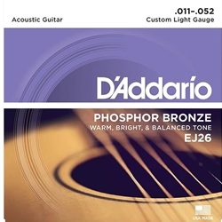 D'Addario EJ26 11-52 Custom Light, Phosphor Bronze Acoustic Guitar Strings