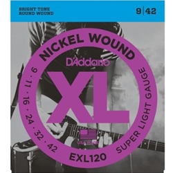 D'Addario EXL120 09-42 Super Light, XL Nickel Electric Guitar Strings