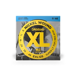 D'Addario EXL125 Nickel Wound Electric Guitar Strings, Super Light Top/ Regular Bottom, 9-46